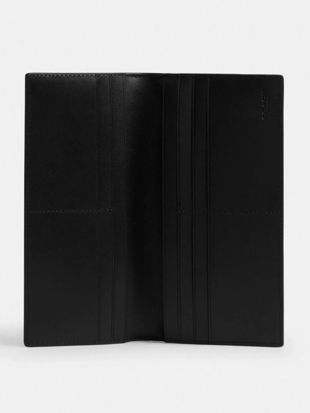 Coach Breast Pocket Black Monogram Signature Canvas Logo Slim Long Bifold Wallet